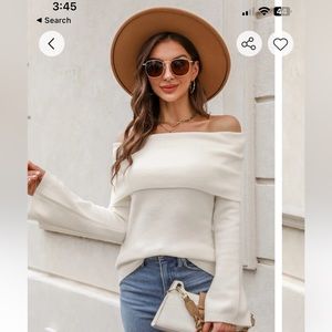 Cupshe- Warm Hugs Foldover Off-the-Shoulder Sweater